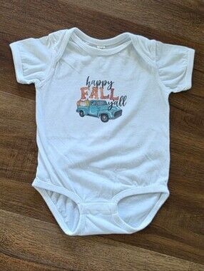 🎃Happy Fall Y'all Boys Fall Truck Pumpkin Onesie SIZE: 18 Months